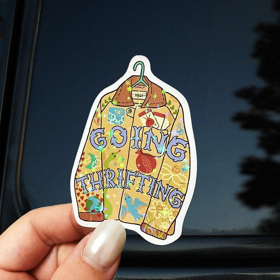 Going Thrifting" Vinyl Sticker - Reusable, Mixed Colors Decal For Cars, Laptops, Motorcycles & Water Bottles - Multicolor - View 1