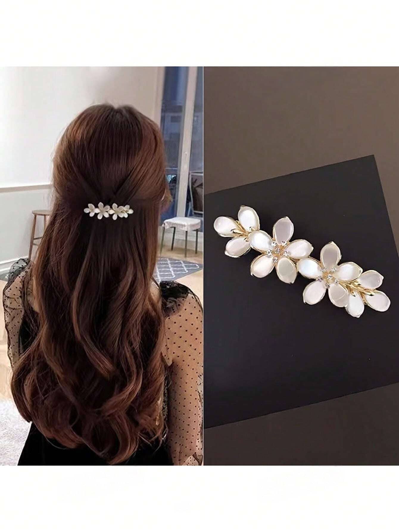 1 Peça Presilha de Cabelo Coreana Oversized de Borboleta com Strass e Pedra de Olho de Gato, Presilha de Rabo de Cavalo de Cristal, Presilhas de Garra, Grampo de Cabelo, Acessórios de Cabelo, Acessórios de Cabelo para Mulheres