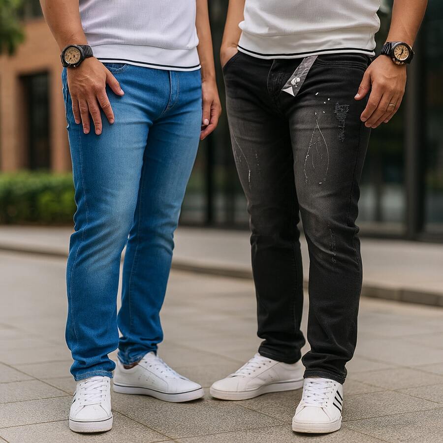 Denim Slim Fit Jeans Kit - Versatile, Stylish, High Stretch - Original Factory Jeans For All Styles - Ideal Gift For Parties And Christmas. - 查看 1