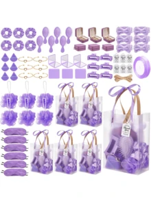 74 Pcs Baby Shower Prizes For Game Winners Gift Set With Headband Hair Brush Jewelry Box Gift Bag For Wedding Bridal Shower Favors - 紫色 - 查看 6