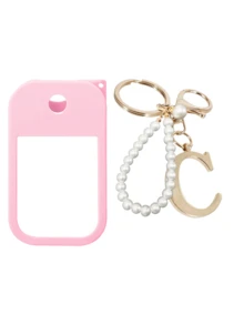 2个/1个（30毫升）免洗洗手液喷雾瓶保护套，26个金色珍珠字母喷雾瓶标记笔，硅胶喷雾瓶防摔防撞保护套，带钥匙扣设计，方便携带，可轻松挂在包包、钥匙或儿童背包上，耐磨、防水、可水洗、可重复使用，适用于免洗洗手液喷雾瓶，旅行、户外活动、礼品、万圣节礼物、圣诞节礼物。 - 粉色 - 查看 25