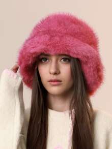 1pc Women/Men Autumn/Winter Plush Soft High-Quality Fuzzy Bucket Hat, Outdoor/Commute Warm Windproof Breathable Stylish Versatile Bucket Hat, Suitable For Various Occasions