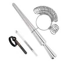 1pc/4pcs Professional Ring Sizer Tool, Micrometer Ring Gauge + Finger Sizing Tape, US-UK 4-In-1 Alloy Measuring Rod With Axis And Ring Size Scale, Suitable For DIY Fashion Jewelry