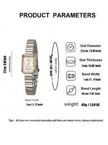 1pc/Set Teenage Simple Mixed Bar Scale Square Dial Steel Band Quartz Watch, Suitable For Birthday Gift, Halloween Gift - White - View 5