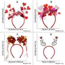 2件装情人节心形头饰，闪亮心形发箍，心形装饰头饰，红色心形头饰，适合情人节、节日婚礼、生日、派对礼物装饰、拍照道具装饰头饰 - 彩色 - 查看 4