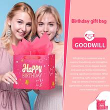 1/2/5 Sets, Birthday Gift Bags, 12.6-Inch (Approx. 32 Cm) Fuchsia Happy Birthday Gift Bags, With Tissues And Party Cards, Happy Birthday Gift Bags For Men And Women, (1 Piece Fuchsia Heat-Printed) - Multicolor - View 6