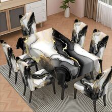 5-Piece/7-Piece Chair Cover And Tablecloth Set In Black, White, And Gold Fluid Art Series - Luxurious Abstract Splatter Texture Tablecloth And Chair Cover Set For Modern Art Style Home Textile Sets; Rectangular Table And Chair Decoration, Elastic And Comfortable, Detachable For Washing, Suitable For Home And Party Decoration, Event Planning, Holiday Table Setting, Elegant Decoration, Floral Design, Detachable Cover, Comfortable Fit, Rectangular Tablecloth, Party Planner, Event Planner Elastic Tablecloth Set, Suitable For Dining Rooms, Living Rooms, Kitchens, Home Decoration. - Nhiều màu - Xem 11