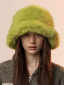 1pc Women/Men Autumn/Winter Plush Soft High-Quality Fuzzy Bucket Hat, Outdoor/Commute Warm Windproof Breathable Stylish Versatile Bucket Hat, Suitable For Various Occasions