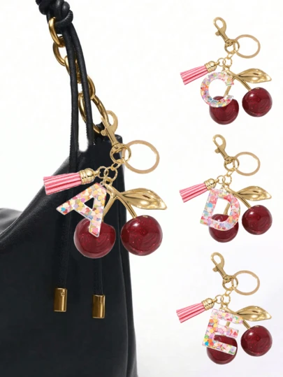 1pc Cherry Keychain, Bag Charm, Bag Accessory, Cute Keychain Suitable As Gift For Girls, Women Or Ladies, Fits Any Bag, Keys, Wallet, Backpack, Purse, Perfect For Birthday, Valentine's Day, Christmas, Easter, Thanksgiving, Anniversary, Graduation, Mother's Day, Teacher's Day, Etc.