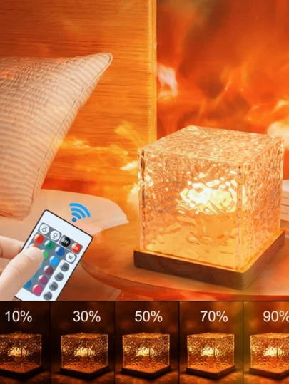 1个16色极光波投影夜灯，浪漫氛围装饰灯 | LED桌面/USB RGB投影灯，16种颜色，带遥控器，适用于卧室、客厅、办公室、游戏桌、餐厅 - 完美的圣诞节、情人节、万圣节礼物