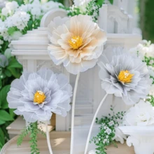 Flores artificiales de peonía de gasa de 75 cm de diámetro, flores gigantes hechas a mano para decoración de boda, hogar y escenario, accesorios para fotos - Multicolor - Ver 11