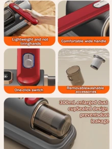 GENAI Powerful Mite Vacuum Cleaner With UV Sterilization, Heat Drying & LCD Display, Silent Dust Removal For Bed & Sofa