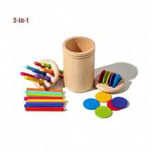 2-In-1 Multi-Hole Wooden Sorting Toy, Color Sorting And Counting Math Sensory Toy, Suitable For 3-6 Years Old Children, Halloween, Thanksgiving, Christmas Gift - 2 In 1 Color Classification Cup - View 7