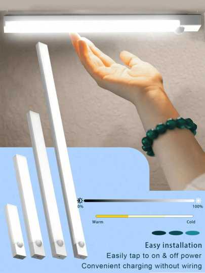 50cm /10cm/20cm/30cm/ Usb Wit Led Verlichting Strip Motion Sensor Perfect Cabinet, Wardrobe Hallway, Wireless Under Cabinet Lighting, Rechargeable Magnetic Night Lamp Hallway Kitchen Shelf Ho Room ation