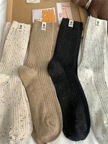 Valentine's Day Gift 3/4 Pairs Merrill Mid-Calf Rabbit Pattern Socks, Fashionable And Breathable, Socks, Women's Over-The-Knee Socks, Perfect Gift, Ideal Present, Suitable For Christmas, Thanksgiving, Valentine's Day, And Various Holidays. - Multicolor - View 4