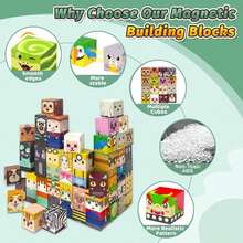 Magnetic Building Blocks - STEM Educational Toys, Magnetic Stacking Cubes, Family Interactive Game, Learning Puzzle Toys, Montessori Sensory Toys For Boys And Girls, Suitable For Building And Creation, Sensory Stacking Toys For Children 3+ Years Old, Birthday & Holiday Gifts (Partial Colors Random)