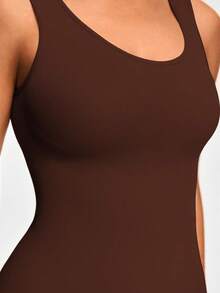 Women's 3-Pack Seamless One-Piece Active Tops – High-Stretch Training & Yoga Bodysuit Set In Coffee, Black & Cream White - 彩色 - 查看 5