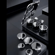 Folie de protecție pentru lentile de cameră cu sclipici de lux pentru Samsung S25 Ultra/S24/S23/A56/A26/A36/Fold7, folie de protecție pentru cameră cu sticlă securizată, anti-zgârieturi și anti-cădere, cu acoperire completă - Negru - Vizualizare 8