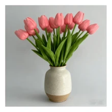 3支人造郁金香花饰，家居装饰配件，客厅卧室仿真花 - 西瓜粉 - 查看 4