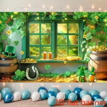 2D Flat BannerBackground Of Saint Patrick's Day _ Scenes Of Shamrocks And Fairies, Accompanied By Lucky U-Shaped Iron - 1 - View 4