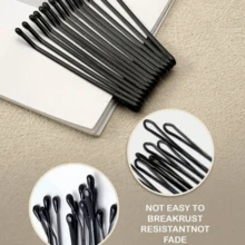 1 boîte de pinces à cheveux plates noires en 1 pièce seul morceau avec visage souriant pour femmes, pinces à cheveux pour frange, accessoires pour cheveux, pinces à griffes, barrettes à cheveux - Blanc - Voir 3