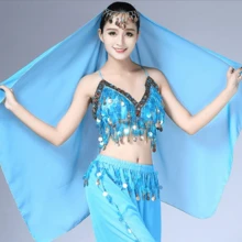 1件装女士头带肚皮舞面纱雪纺硬币头饰头巾披肩 - 彩色 - 查看 3