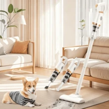 Aspiradora doméstica de 120W, aspiradora inalámbrica multifuncional para mascotas,aspiradora para sillones - Blanco - XCQ01 - Ver 2