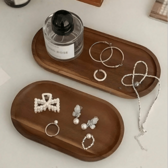 1pc Creative Nordic Minimalist Sandalwood Tray, Tabletop Aromatherapy Candle Holder, Wooden Plate For Entryway Key/Jewelry Storage