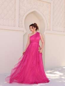 Long Dress For Graduation Party/Bridesmaid - Rosa Fucsia - Ver 3