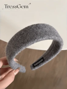 1 قطعة شريط رأس أنيق أحادي اللون متعدد الاستخدامات، شريط رأس رمادي فاخر، إكسسوار شعر للخريف/الشتاء، شريط شعر، دياديما، حلقة شعر