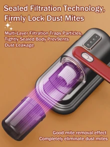 GENAI Powerful Mite Vacuum Cleaner With UV Sterilization, Heat Drying & LCD Display, Silent Dust Removal For Bed & Sofa