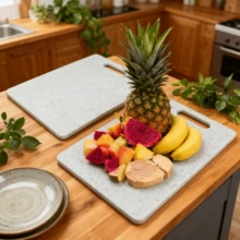 Marble Cutting Board Set, Thickened Cutting Board, Meat Cutting Board, Kitchen Preparation Board For Cooked And Raw Food Separation, Household Fruit Cutting Board, Preparation Board, Plastic Cutting Board, Kitchenware, Easy To Clean, Suitable For Outdoor Camping, Durable, Economical And Portable.