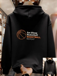 Sudadera con capucha para hombres de diseño simple, adecuada para el trabajo en primavera y otoño - Negro - Ver 1