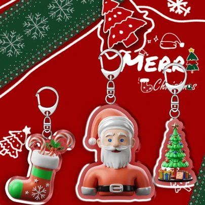 1pc Christmas Gift Cartoon Acrylic Keychain/Gift For Couples And Fans/Car Key Chain/Bag Pendant