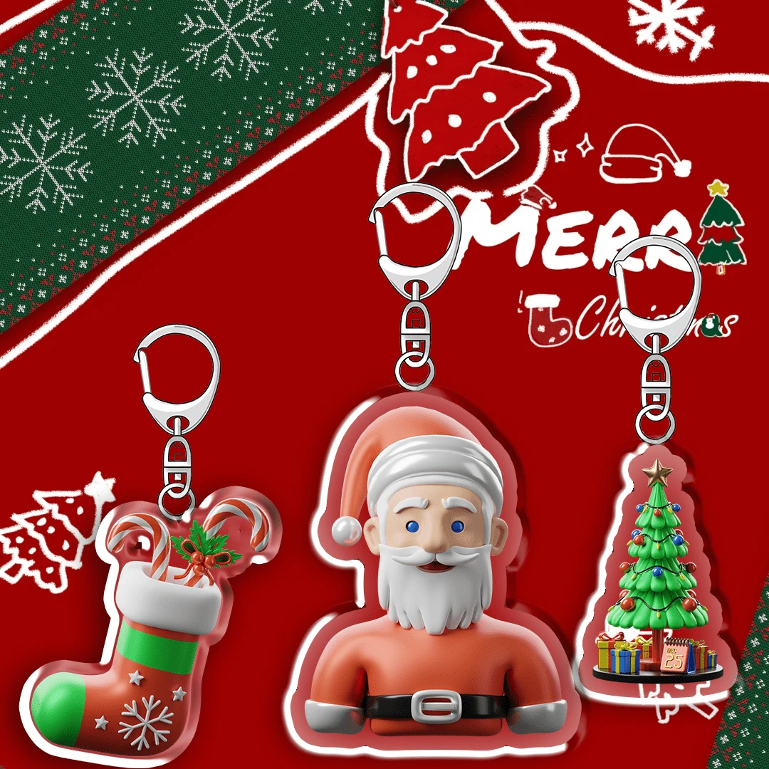 1pc Christmas Gift Cartoon Acrylic Keychain/Gift For Couples And Fans/Car Key Chain/Bag Pendant - Multicolor - View 1