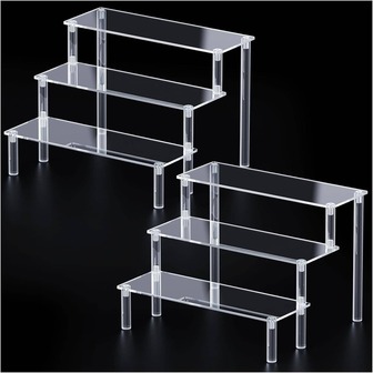 1-4 nivåer akryl skrivbordsdisplayställ, transparent nivåer cupcake, parfym, actionfigur, blindbox förvaring