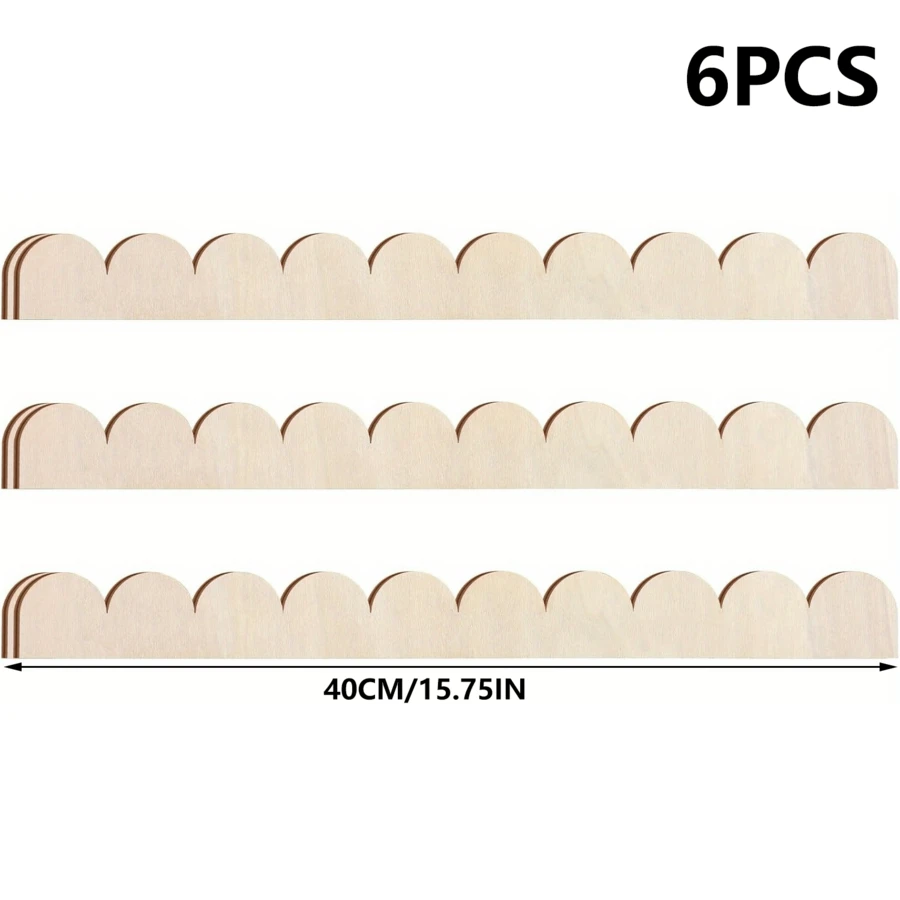 6件套扇形木饰条 - 优雅的装饰线条，适用于墙壁、橱柜、搁板和门 - DIY家居装修，时尚的扇形边缘设计，门饰|光滑的木质表面|柔滑的质感，搁板衬垫和装饰品 - 米色 - 查看 1