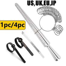 1pc/4pcs Professional Ring Sizer Tool, Micrometer Ring Gauge + Finger Sizing Tape, US-UK 4-In-1 Alloy Measuring Rod With Axis And Ring Size Scale, Suitable For DIY Fashion Jewelry