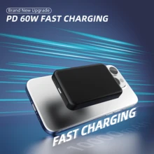 XBJ 2025升级版超薄迷你磁吸移动电源，超轻10000mAh无线便携充电器，配备USB-C数据线，支持手机快速充电，磁吸式充电宝，适用于 17/16/15/14/13/12，粉色/黑色/白色可选，支持快速充电，内置散热系统，口袋大小，纤薄设计，支持无线充电，卡片式设计，11N强磁力可牢固吸附在手机上，让您在行走、工作、旅行甚至锻炼时都能充电。这款产品也是送给家人的实用贴心礼物！圣诞礼物，5000mAh容量，适合冬季假期户外旅行/露营以及作为应急备用电源，是送给家人、朋友、生日礼物、户外露营礼物或生日磁吸无线充电的理想之选。 - 彩色 - 查看 8