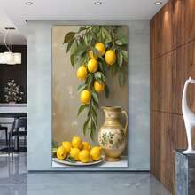 Framed 1pc Framed Lemon Still Life Wall Art - Vibrant Yellow Lemons & Green Leaves In Ornate Vase, Modern Classic Home Decor For Living Room, Bedroom, Office, Dining Room - Perfect Birthday, Holiday, Housewarming Gift, Indoor Decoration | Quality Print Colors - Đóng khung - Xem 2