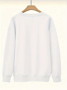 Bauhaus Fashion Relaxed Fit Casual Sweatshirt Women Oversized Long Sleeve Graphic Pullover Top Streetwear Urban Style Clothing - 白色 - 查看 2