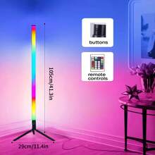 Scandinavian-Style RGB Floor Lamp - Variable Color And Adjustable Brightness Soft Lighting, Powered By USB, With Remote Control, Suitable For Bedrooms, Living Rooms, Game Rooms - Multicolor - View 3