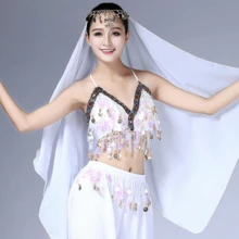 1件装女士头带肚皮舞面纱雪纺硬币头饰头巾披肩 - 彩色 - 查看 10