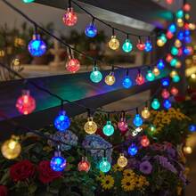 1 件水晶球形 LED 灯串，20/30/50/100/200 LED，户外防水灯串，LED 花园庭院花环灯花园太阳能花园装饰，防水太阳能露台灯，花园庭院门廊婚礼派对装饰的太阳能仙女灯