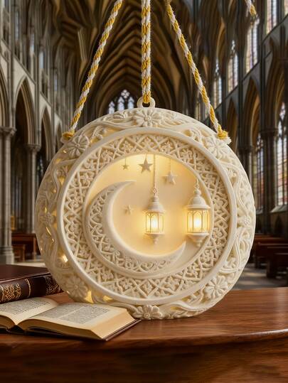 1个斋月主题硅胶模具，带星星和月亮图案 - 专为DIY肥皂、蜡烛和树脂工艺品设计 - 易于制作、清洁和演示 - 非常适合手工珠宝、工艺品材料和节日装饰品、圣诞场景设计、精细工艺、工艺材料、材料、无碎片、物品形状、复杂设计、树脂工艺品 - 易于制作