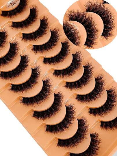 10 pares de pestañas postizas de visón natural suaves y esponjosas 3D, set de maquillaje, extensión de pestañas de visón, pestañas cortas