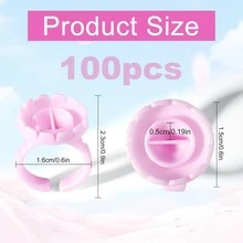 50/100/200PCS Glue Rings Lash Rings For Glue, Pigment Rings For Eyelash Extensions Eyelash Glue Holder Lash Glue Ring Smart Disposable Cups Pink - 彩色 - 查看 4