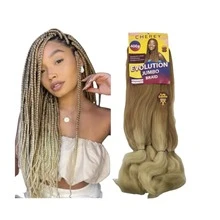 JUMBO T27/613 OMBRÉ MEL PLATINADO | FIBRA PARA BOX BRAIDS E TRANÇAS | CABELO SINTÉTICO ALTA TEMPERATURA 400G - Dourado - Visão 1