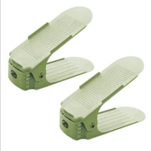 2 Pieces Modern Adjustable Double Layer Plastic Shoe Rack, Stand Alone Shoe Rack, Double Layer Shoe Rack For Wardrobe Organization, Plastic Space Saving Slot Organizer, Upper Double Layer Integrated Shoe Rack With Adjustable Home Storage Box - Multicolor - View 17