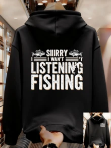 Men's Printed Hoodie - Black - View 8